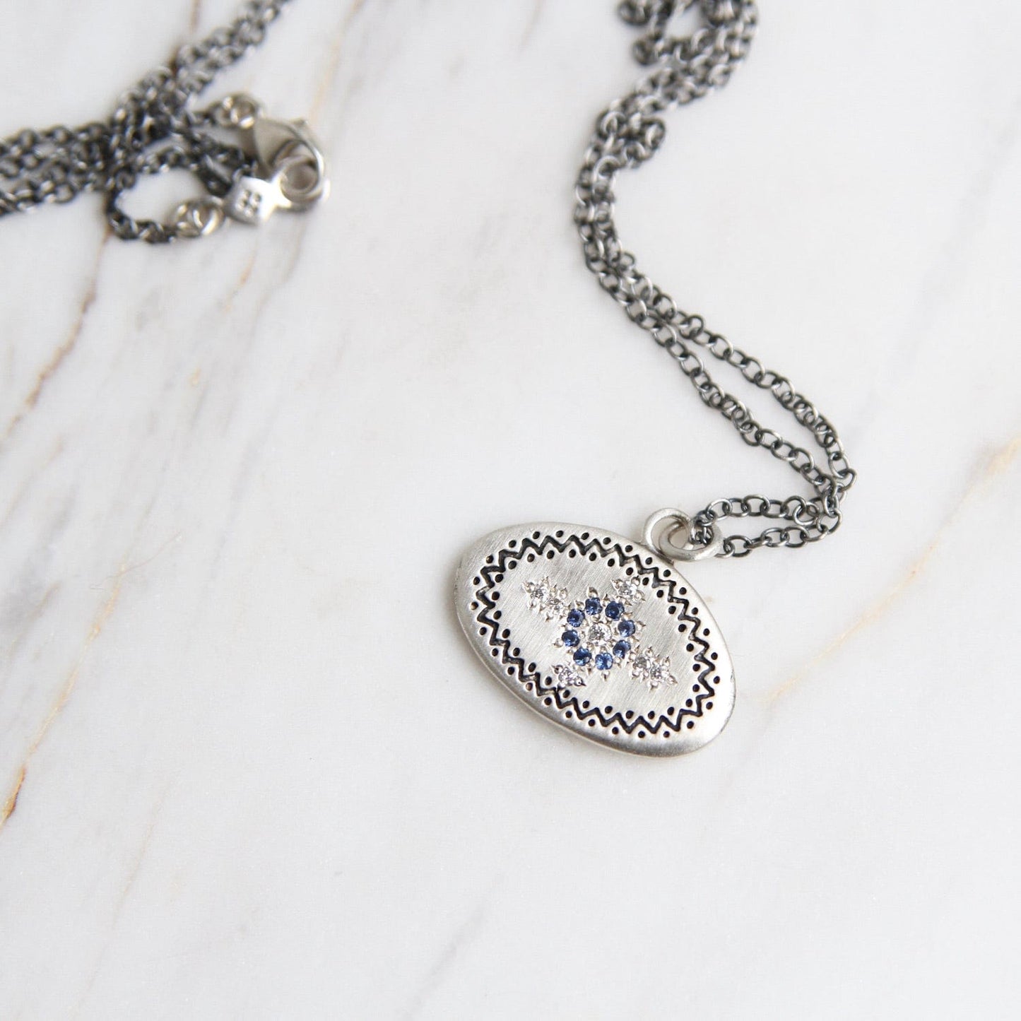 Load image into Gallery viewer, NKL Rays of Hope Pendant in Sapphire &amp;amp; Diamond
