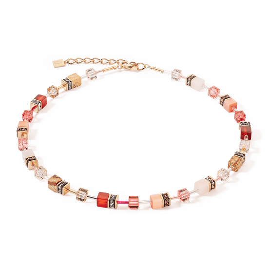 NKL Red Beige GeoCube Iconic Necklace