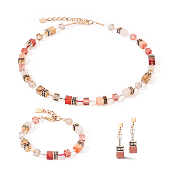 NKL Red Beige GeoCube Iconic Necklace