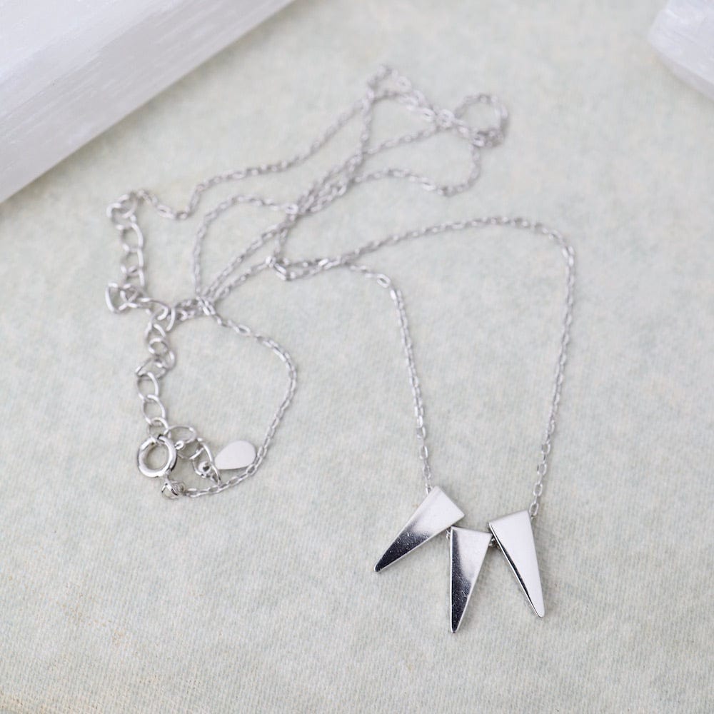 NKL Rhodium Plated Sterling Silver Triple Triangles Necklace