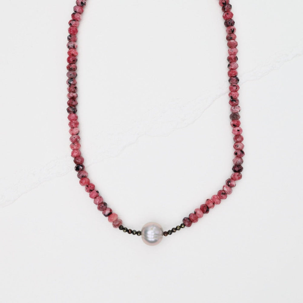 
                      
                        NKL Rhodochrosite with Grey Pearl Necklace
                      
                    