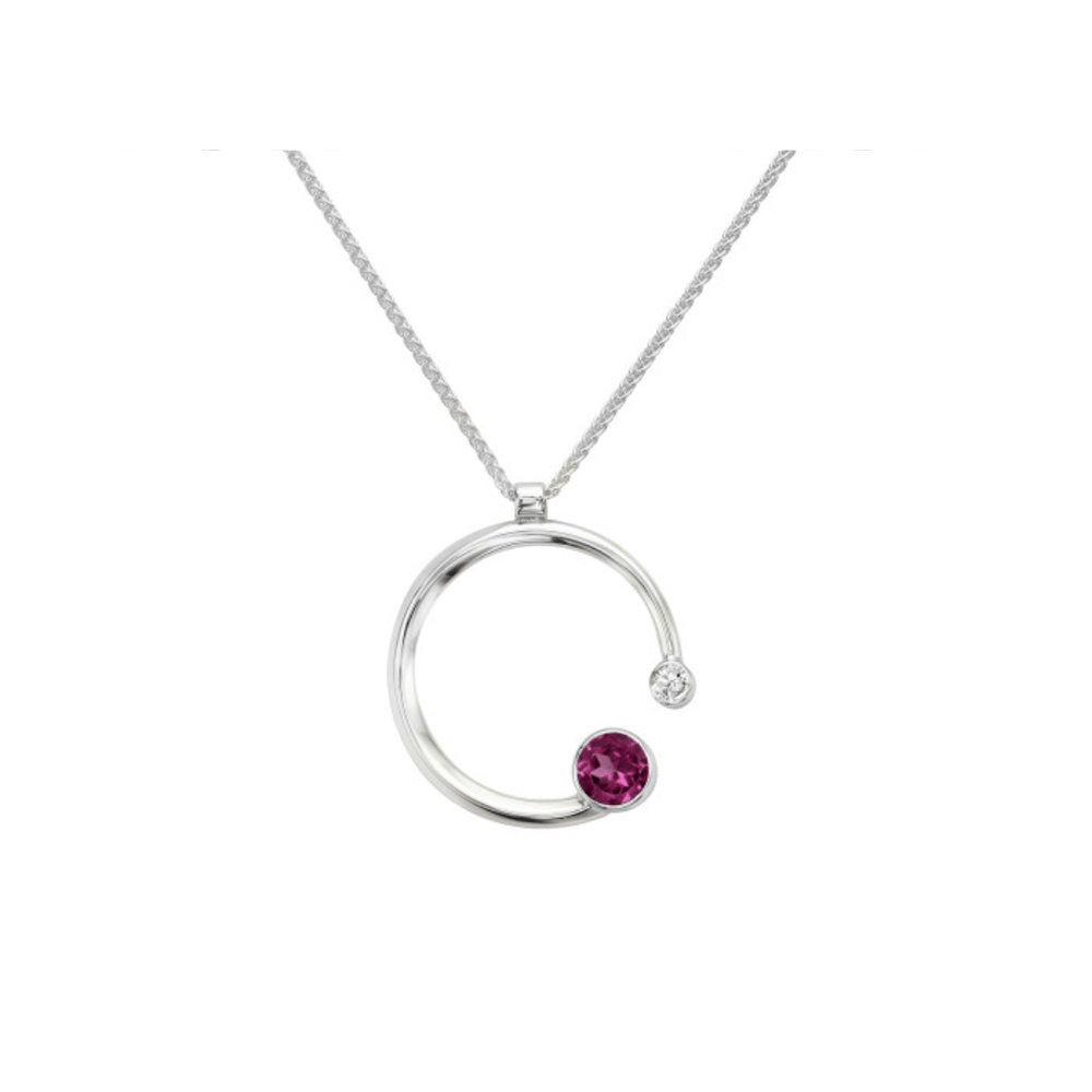 NKL Rhodolite Garnet & White Sapphire Stargazer Pendant Necklace