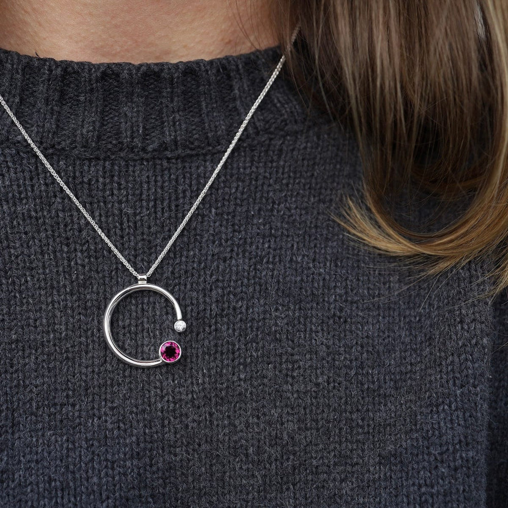 NKL Rhodolite Garnet & White Sapphire Stargazer Pendant Necklace