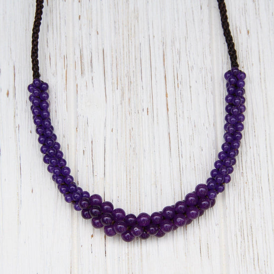 NKL Rope Necklace with Amethyst Cluster