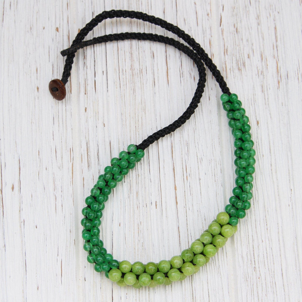 
                      
                        NKL Rope Necklace with Two-Tone Green Stone Cluster
                      
                    