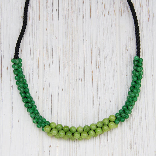 Load image into Gallery viewer, NKL Rope Necklace with Two-Tone Green Stone Cluster
