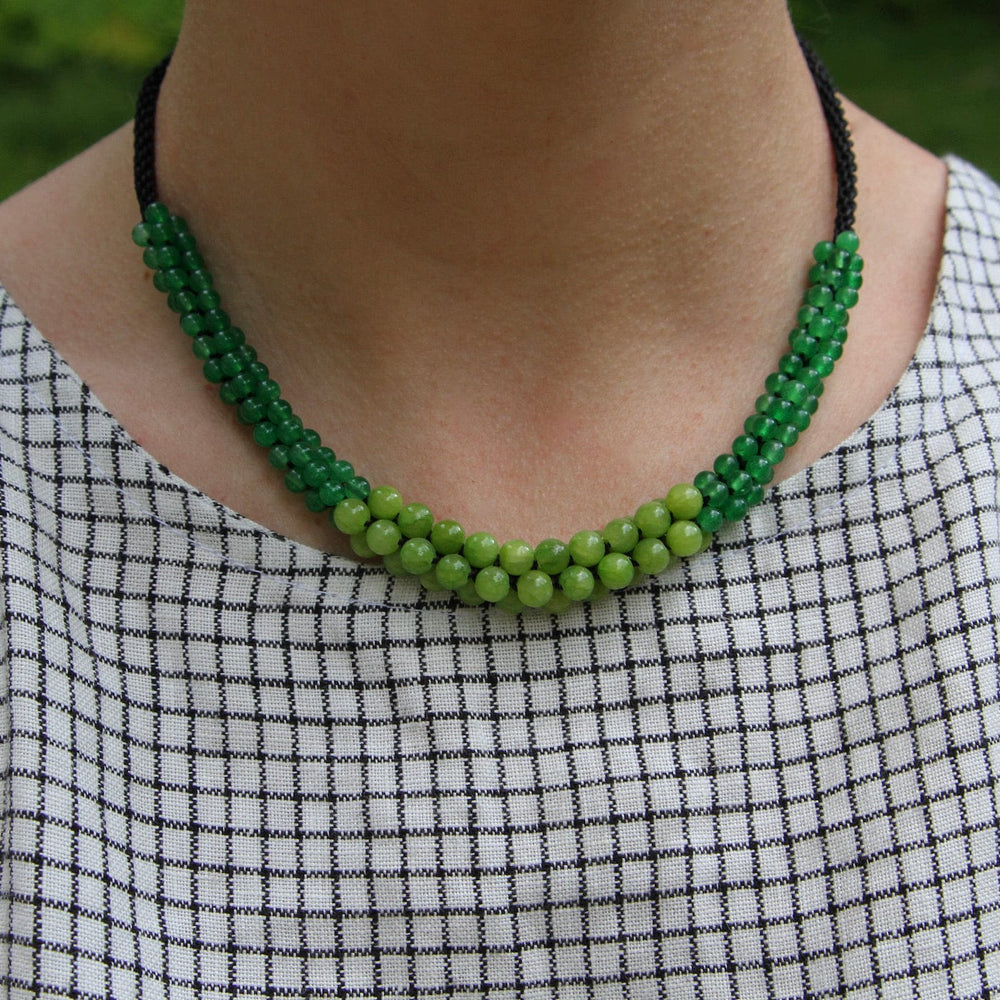 
                      
                        NKL Rope Necklace with Two-Tone Green Stone Cluster
                      
                    