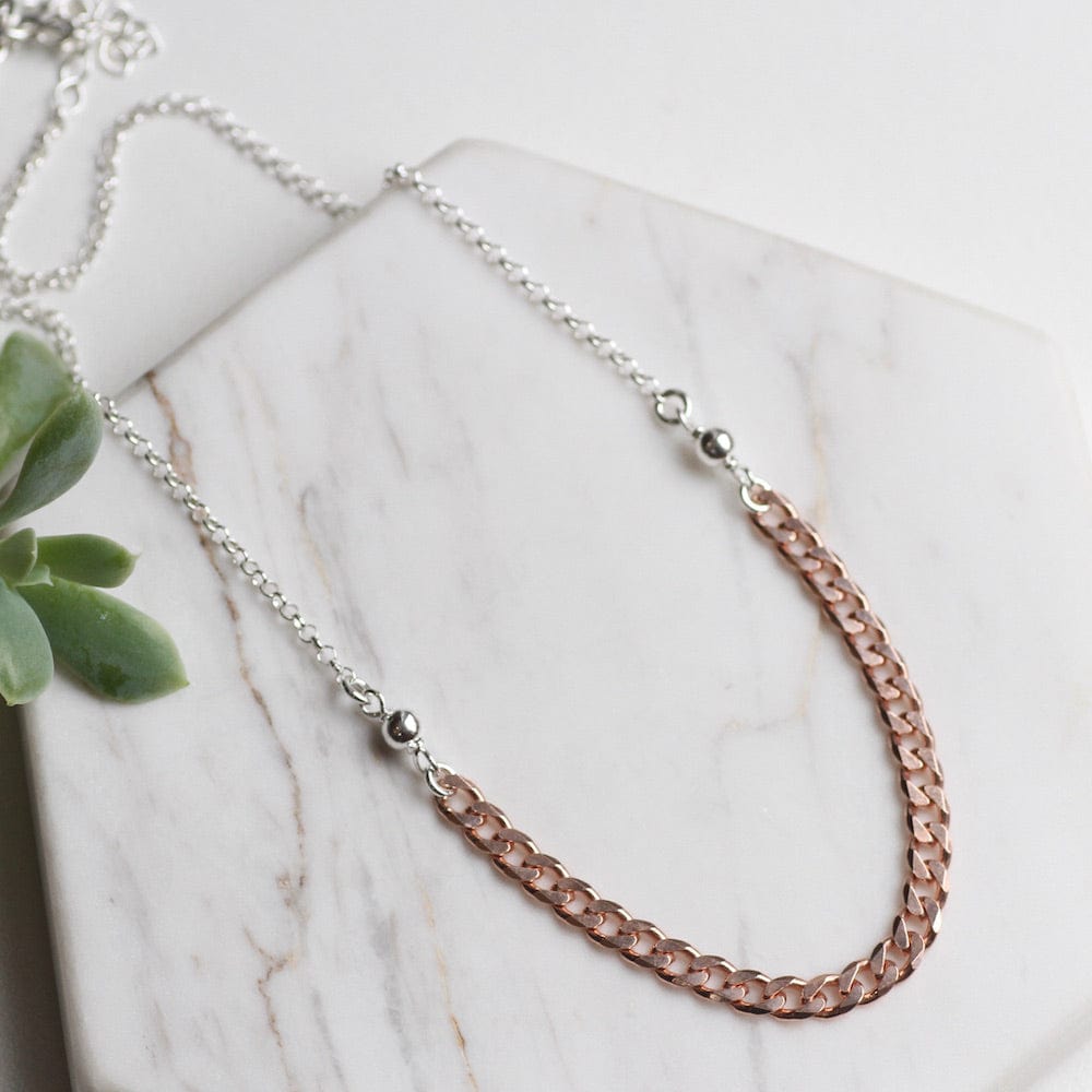 
                  
                    NKL Rose Gold Curb Chain Center Station Necklace
                  
                