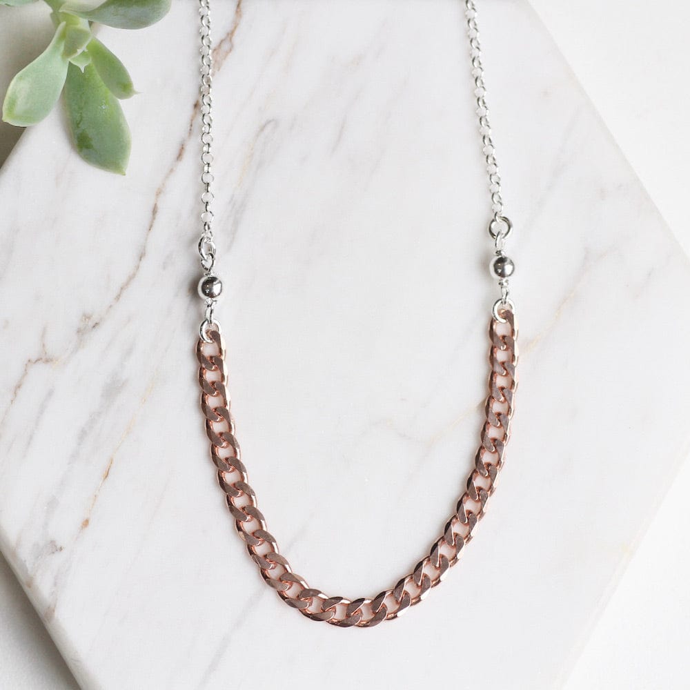 
                      
                        NKL Rose Gold Curb Chain Center Station Necklace
                      
                    