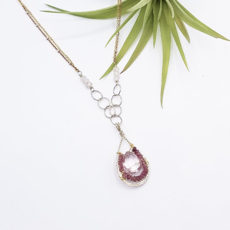 Load image into Gallery viewer, NKL ROSE QUARTZ DROP NECKLACE
