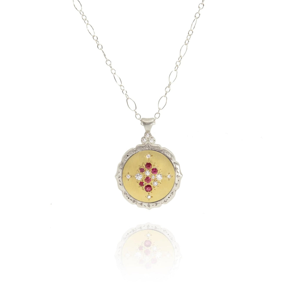 
                      
                        NKL Round Scallop Edge Harmony Pendant In Ruby
                      
                    