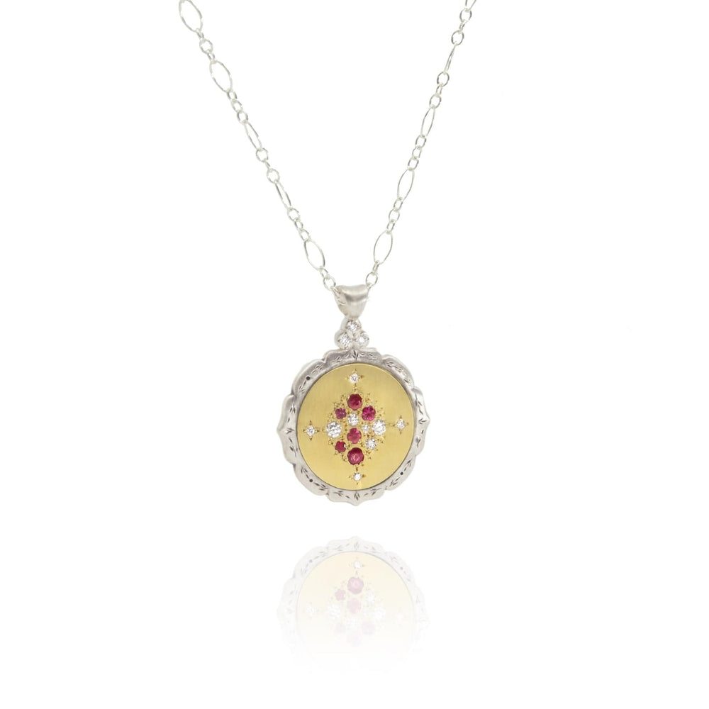 
                      
                        NKL Round Scallop Edge Harmony Pendant In Ruby
                      
                    