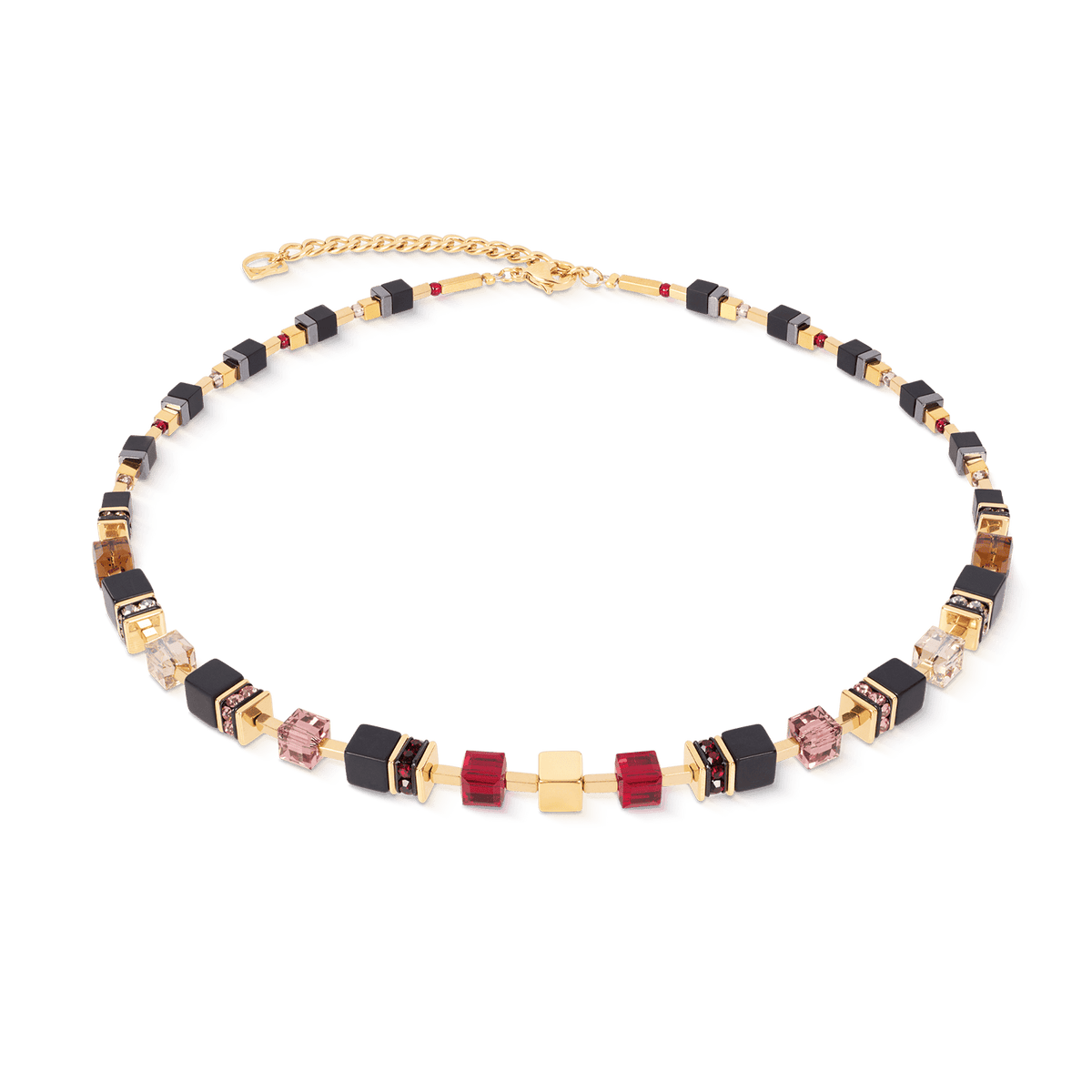NKL Ruby Noir Geo Cube Precious Classic Necklace