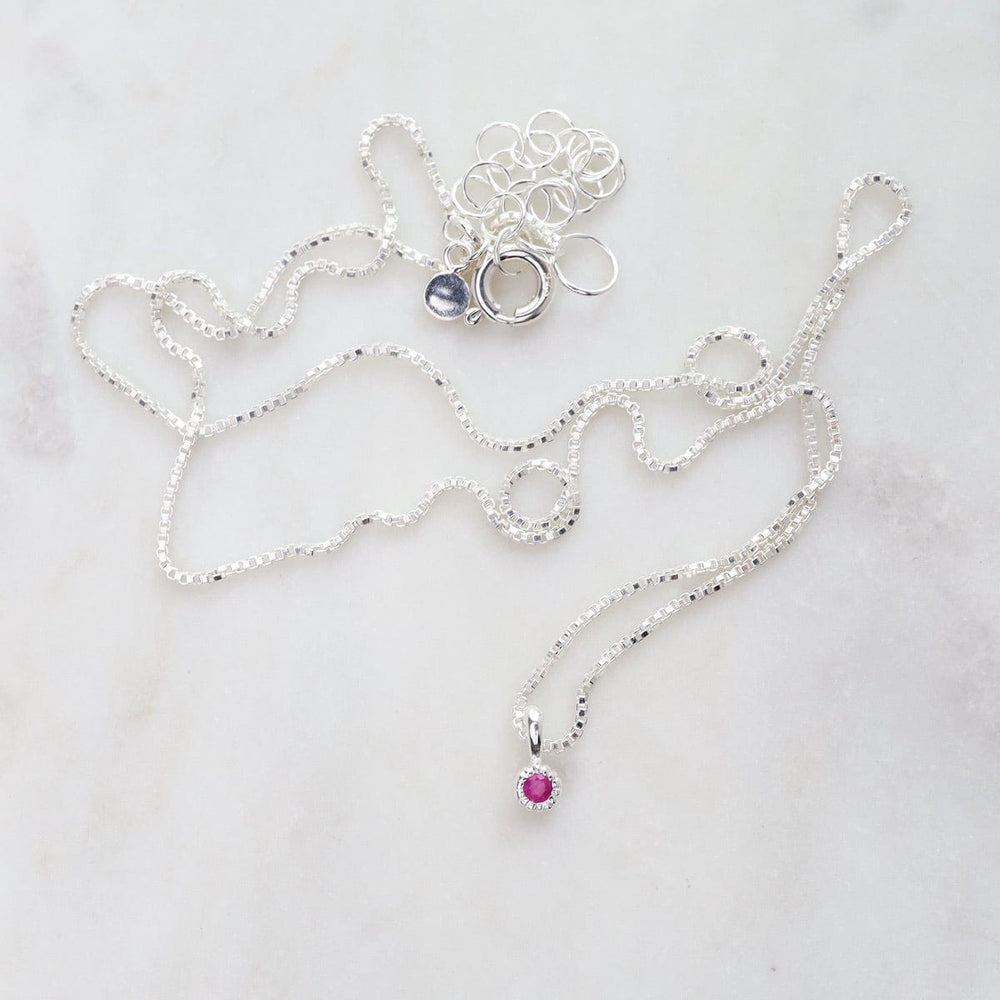 
                  
                    NKL Ruby with Milgrain Edge Necklace  - Sterling Silver
                  
                