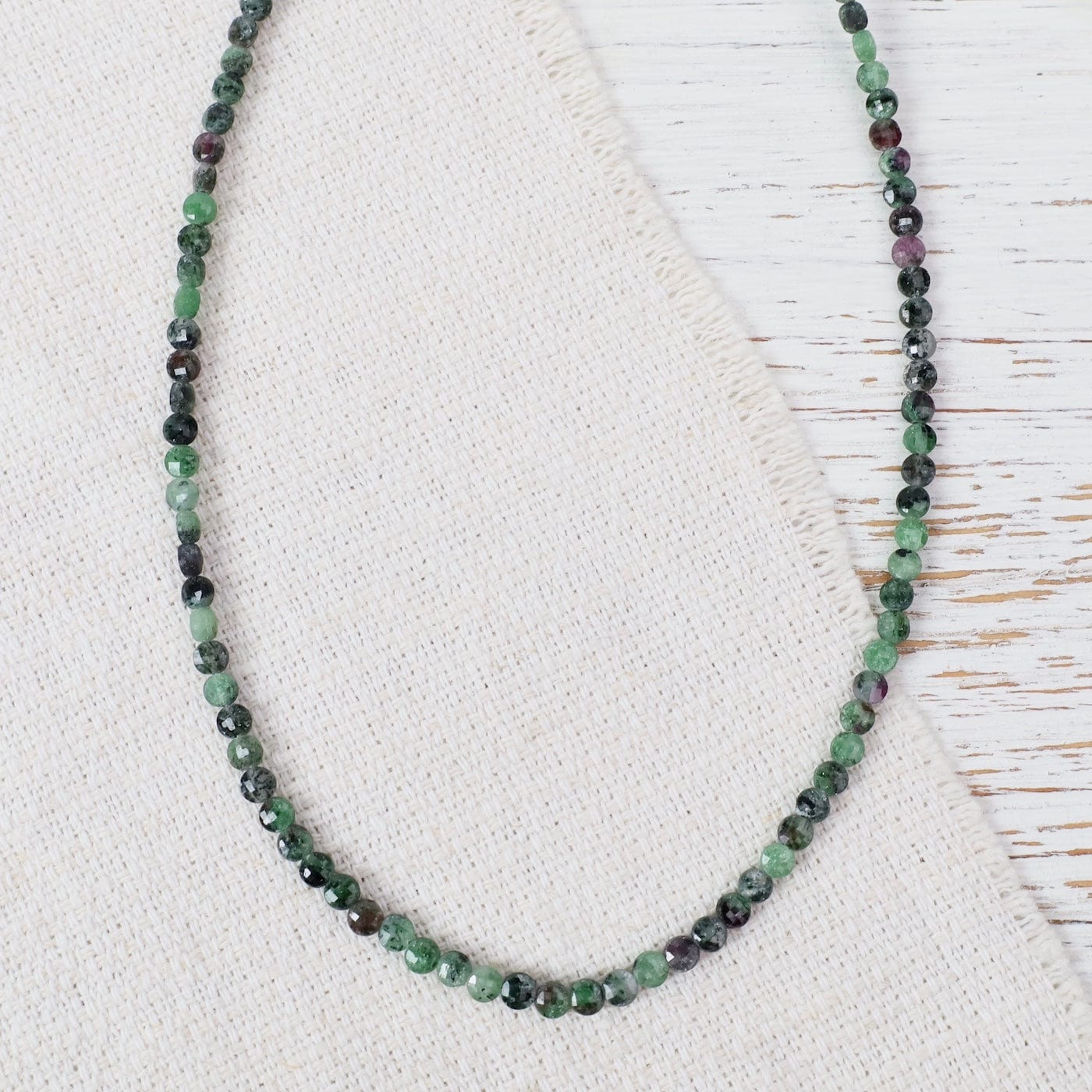 NKL Ruby Zoisite Coin Simple Stone Necklace