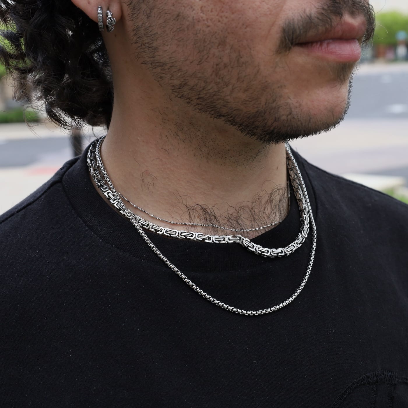 NKL-S.STL 18" 4mm Stainless Steel Byzantine Chain Necklace