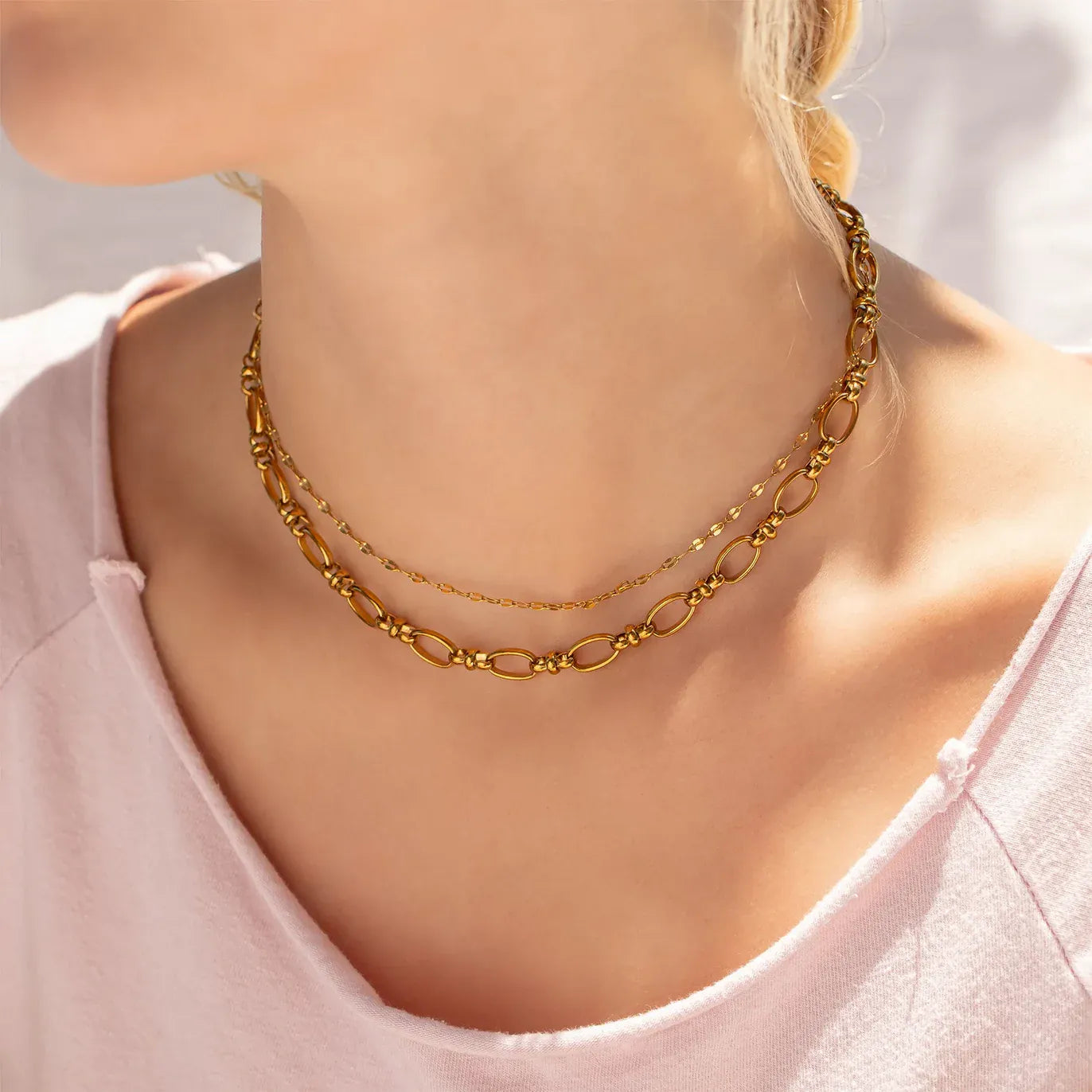 NKL-S.STL 18K Gold Pvd Statement Chain Necklace