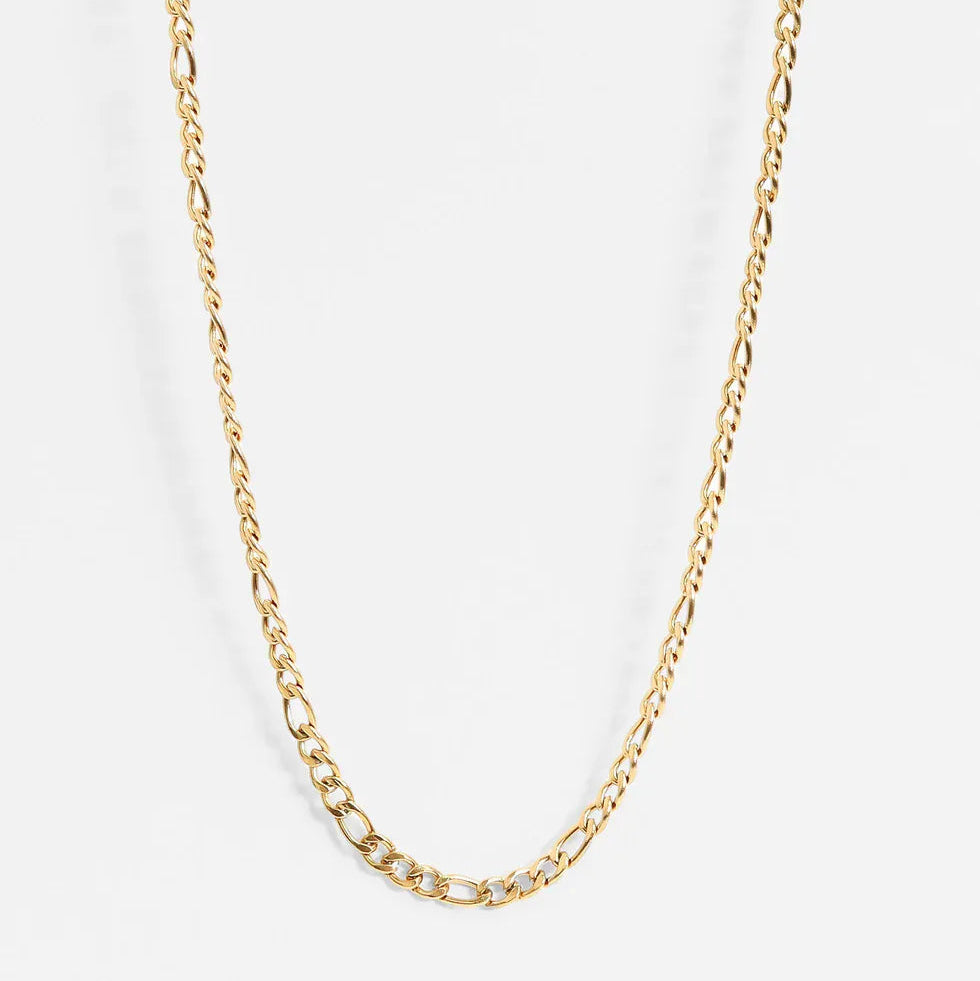 NKL-S.STL 20" 12mm 18K Gold Pvd Stainless Steel Figaro Chain