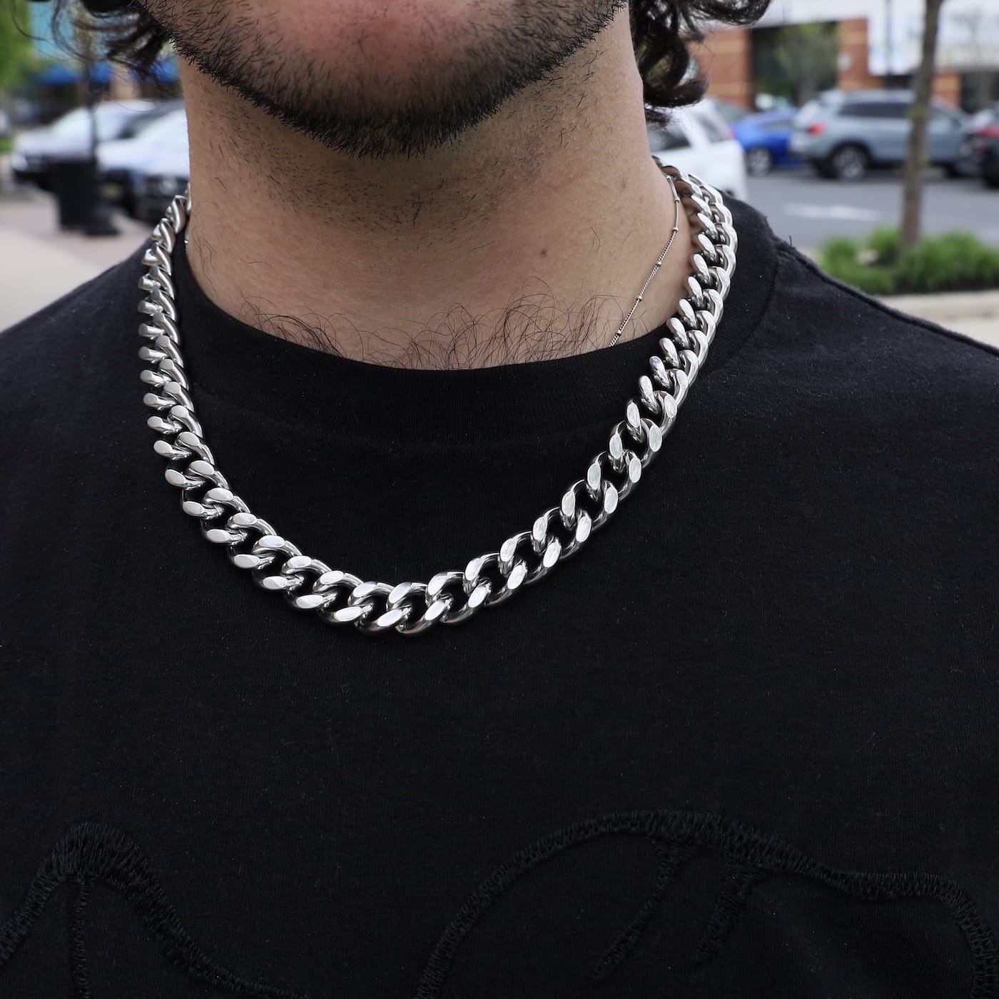 NKL-S.STL 20" 12mm Stainless Steel Curb Chain Necklace