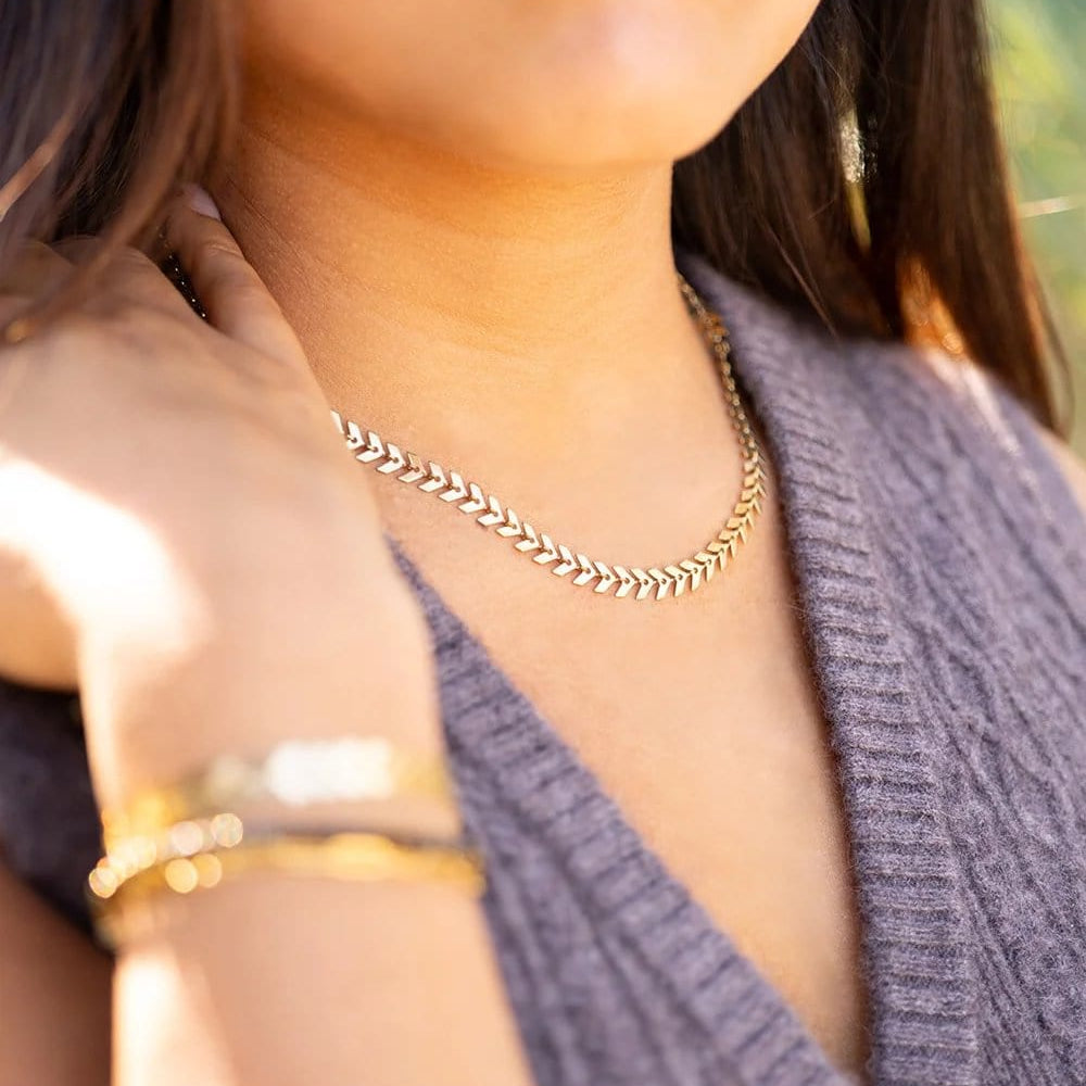 NKL-S.STL Stainless Steel Chevron Chain Necklace