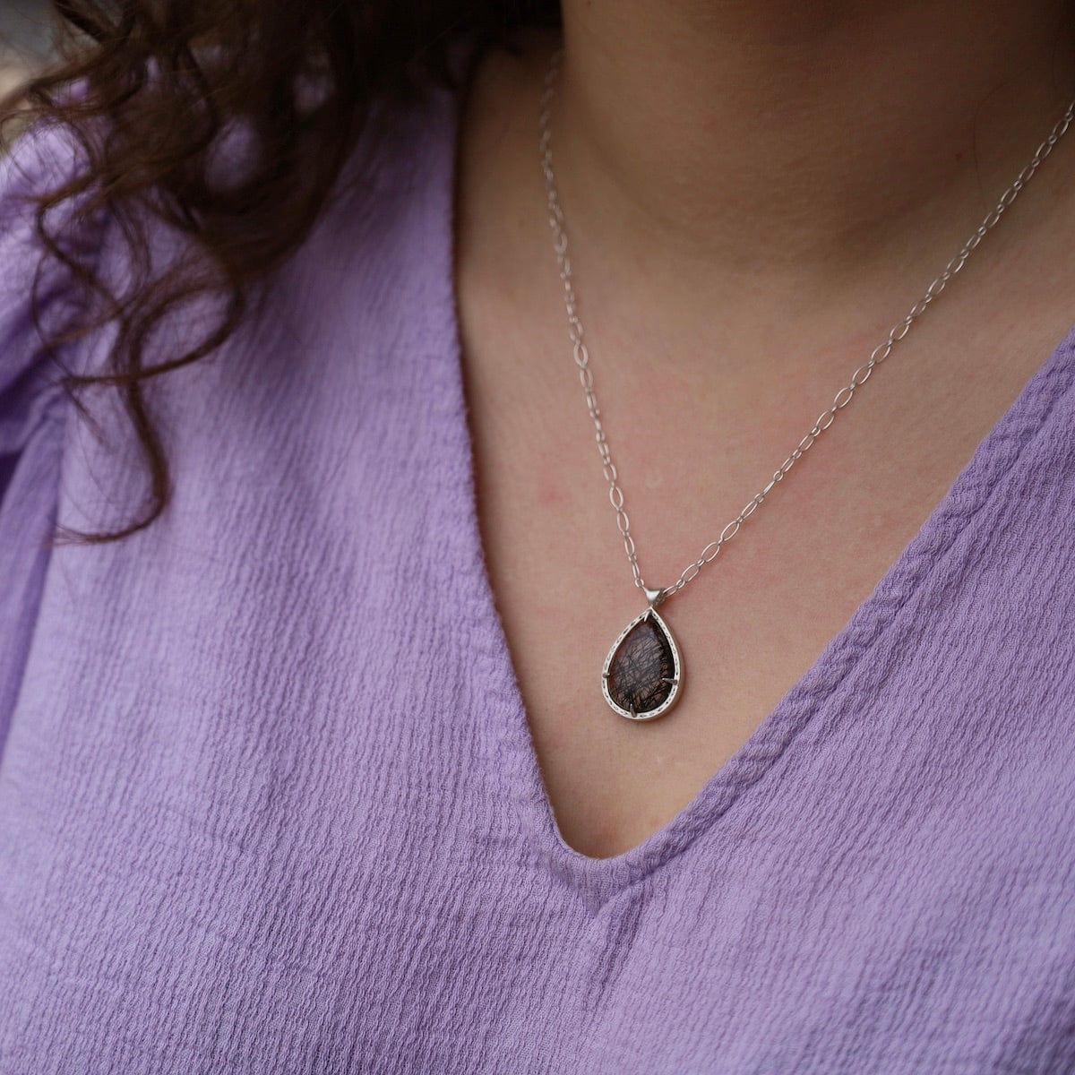 NKL Salt & Pepper Quartz Pendant Necklace