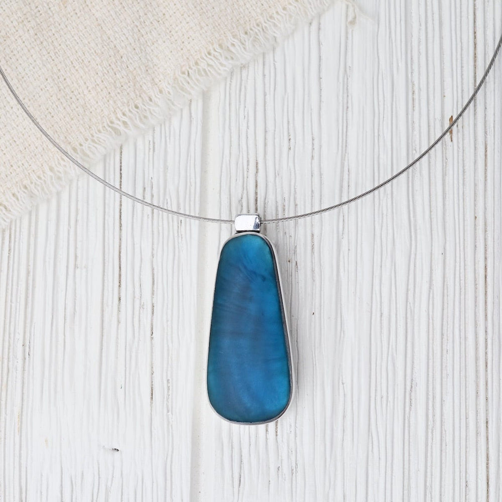 NKL Sea Blue Oval Pendant Necklace