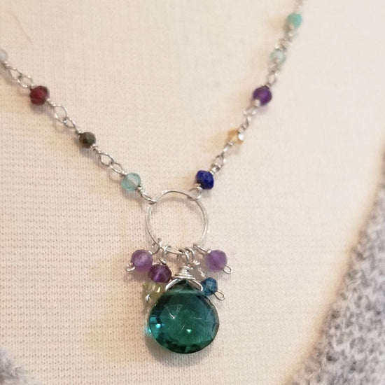 NKL Semi-Precious Bead Chain Necklace with Green Quartz