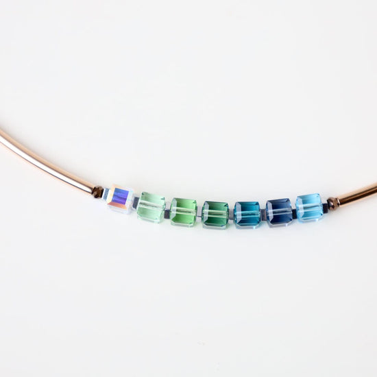 NKL Shade Of Green Geo Cube Necklace
