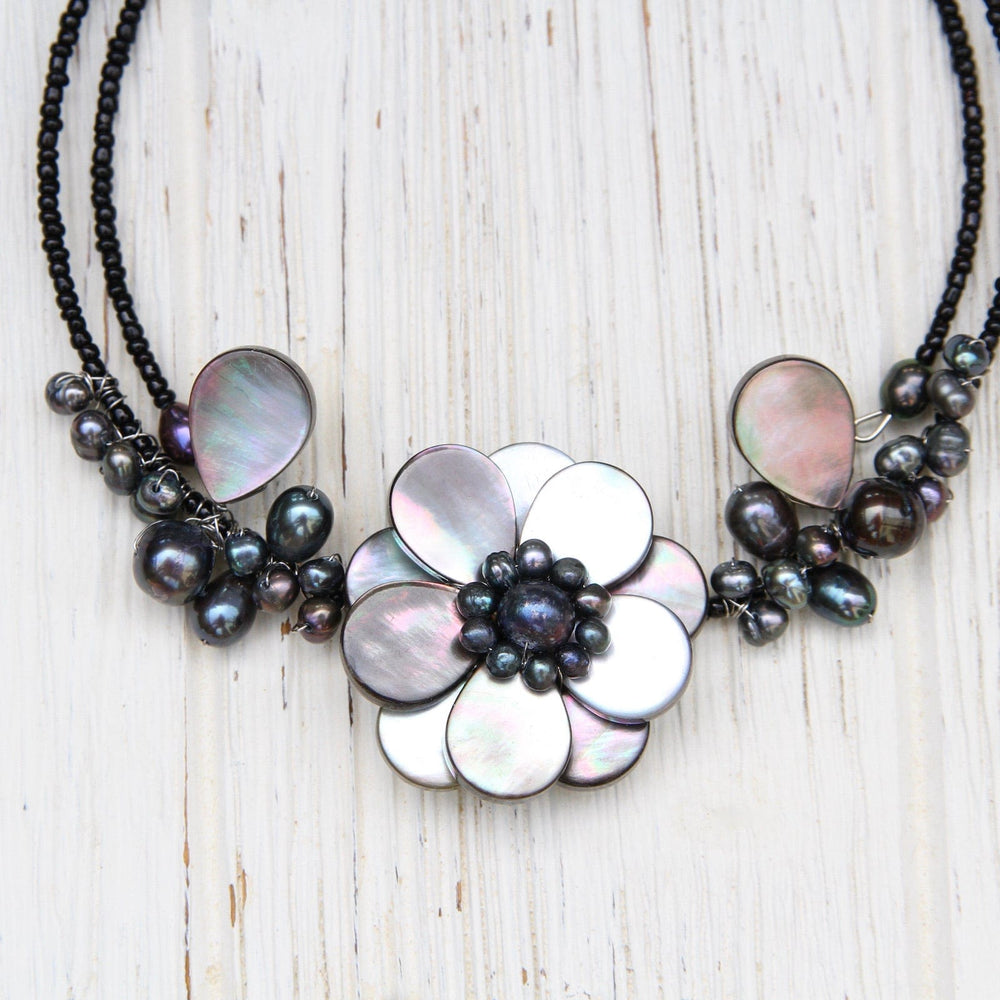 
                      
                        NKL Shell Flower Choker ~ Black Mother of Pearl
                      
                    