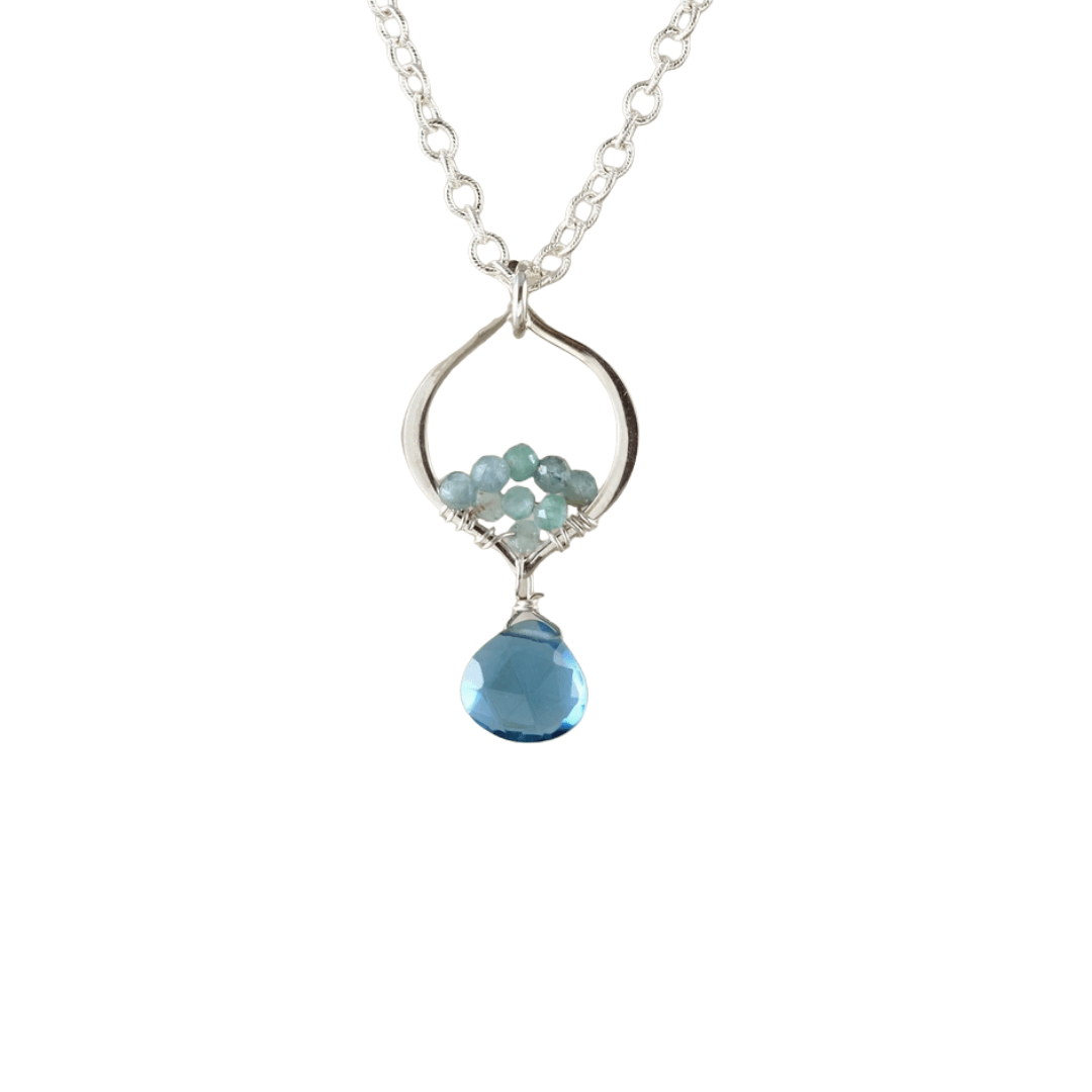 NKL Silver Arabesque Blue Quartz Necklace