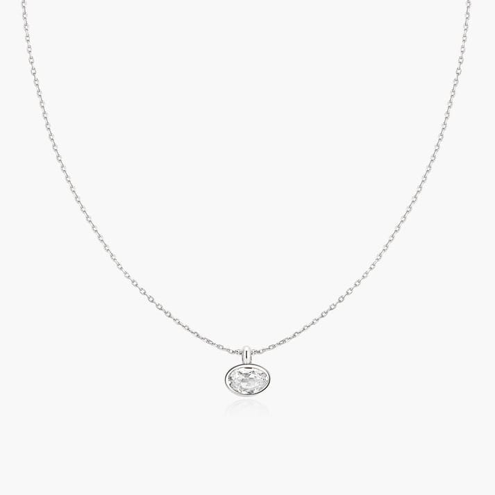 NKL Silver Bezel Organic Pebble Necklace