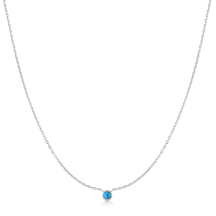 NKL Silver Bezel Set Lab Created Turquoise Solitaire Necklace