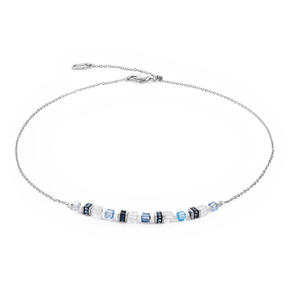 NKL Silver Blue Mini Cubes Necklace