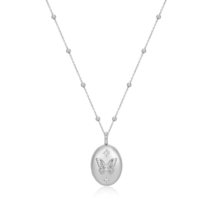 NKL Silver Butterfly Locket Necklace