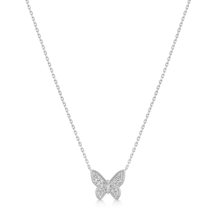 NKL Silver Butterfly Pave Necklace