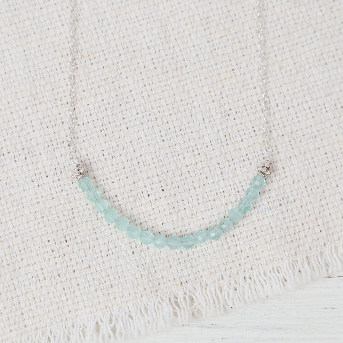 NKL Silver Chain with Blue Chalcedony Gemstone Arc