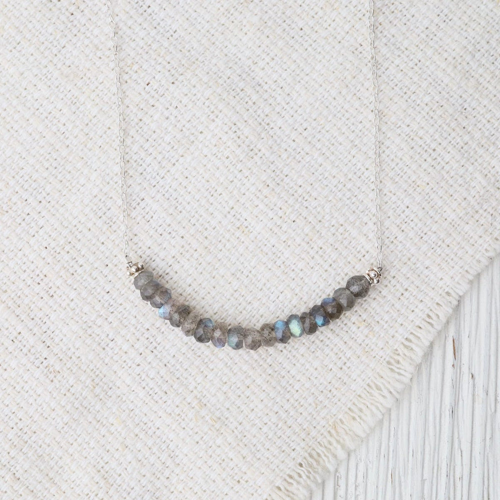 NKL Silver Chain with Gemstone Arc - Labradorite