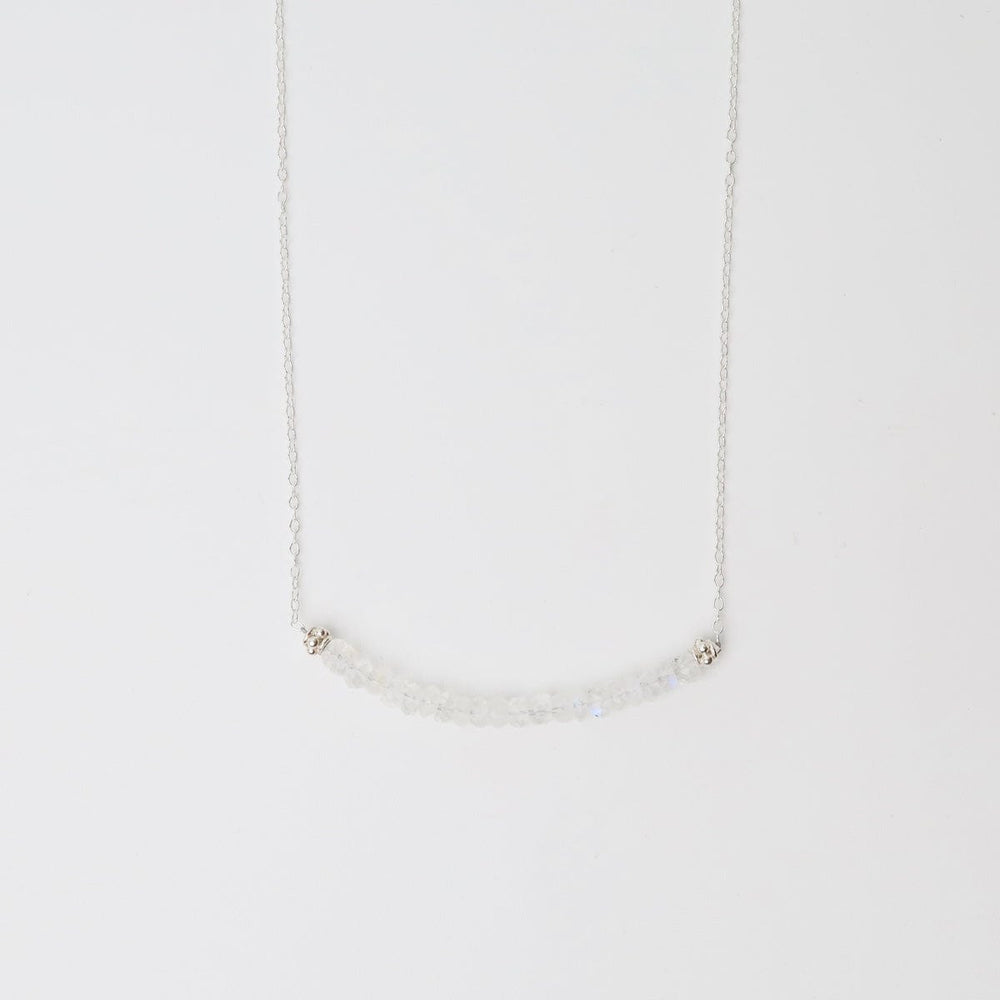 NKL Silver Chain with Moonstone Gemstone Arc Necklace