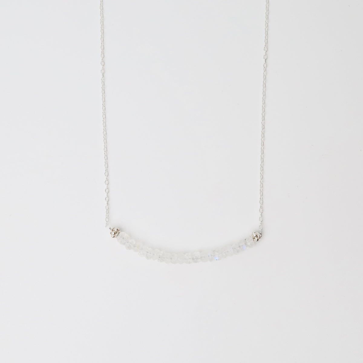 NKL Silver Chain with Moonstone Gemstone Arc Necklace