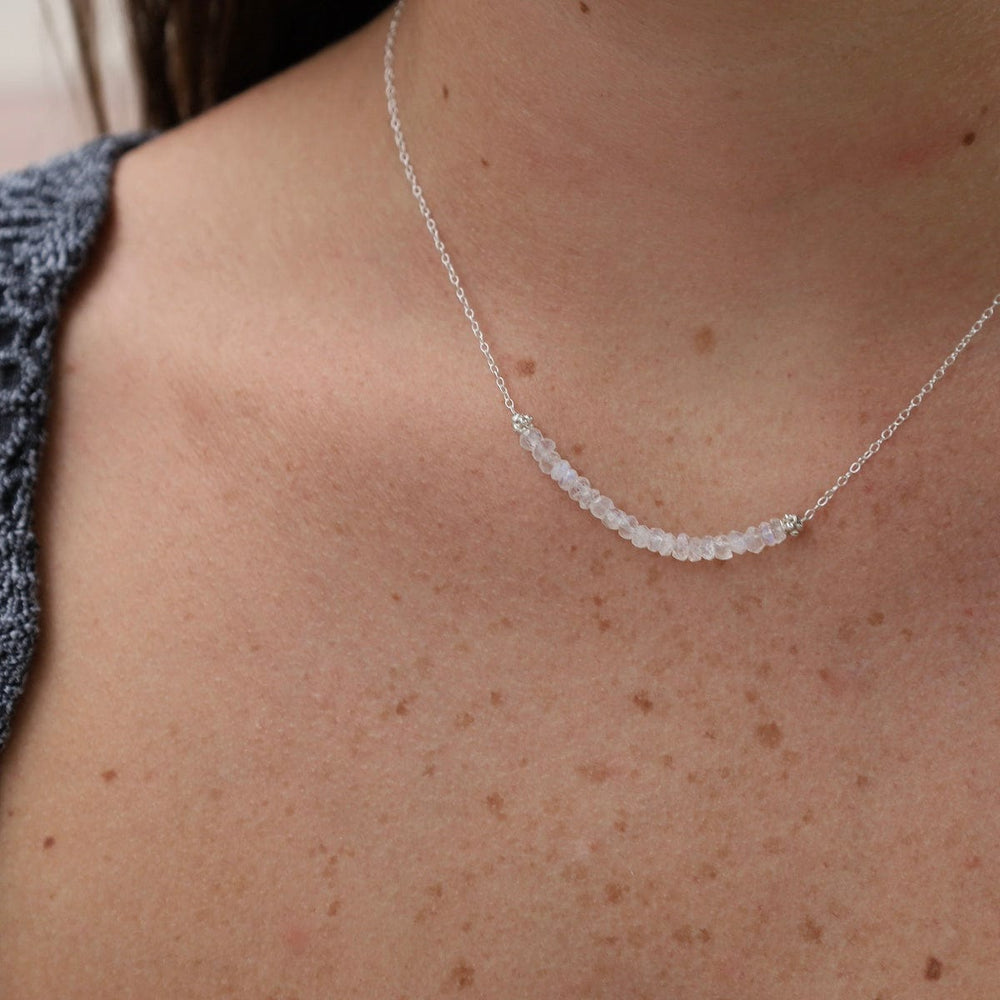 
                      
                        NKL Silver Chain with Moonstone Gemstone Arc Necklace
                      
                    