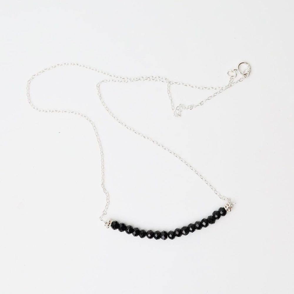 
                      
                        NKL Silver Chain with Mystic Black Spinel Gemstone Arc Necklace
                      
                    