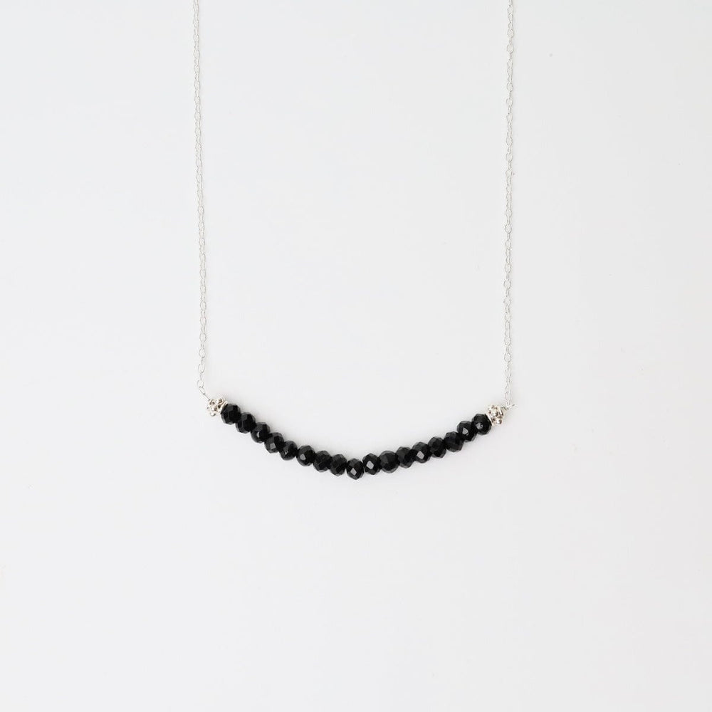 
                      
                        NKL Silver Chain with Mystic Black Spinel Gemstone Arc Necklace
                      
                    