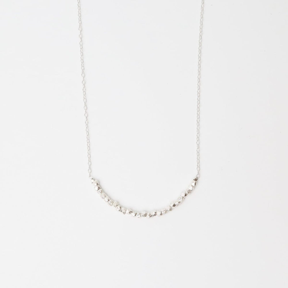 NKL Silver Chain with Silver Nuggets Gemstone Arc Necklace