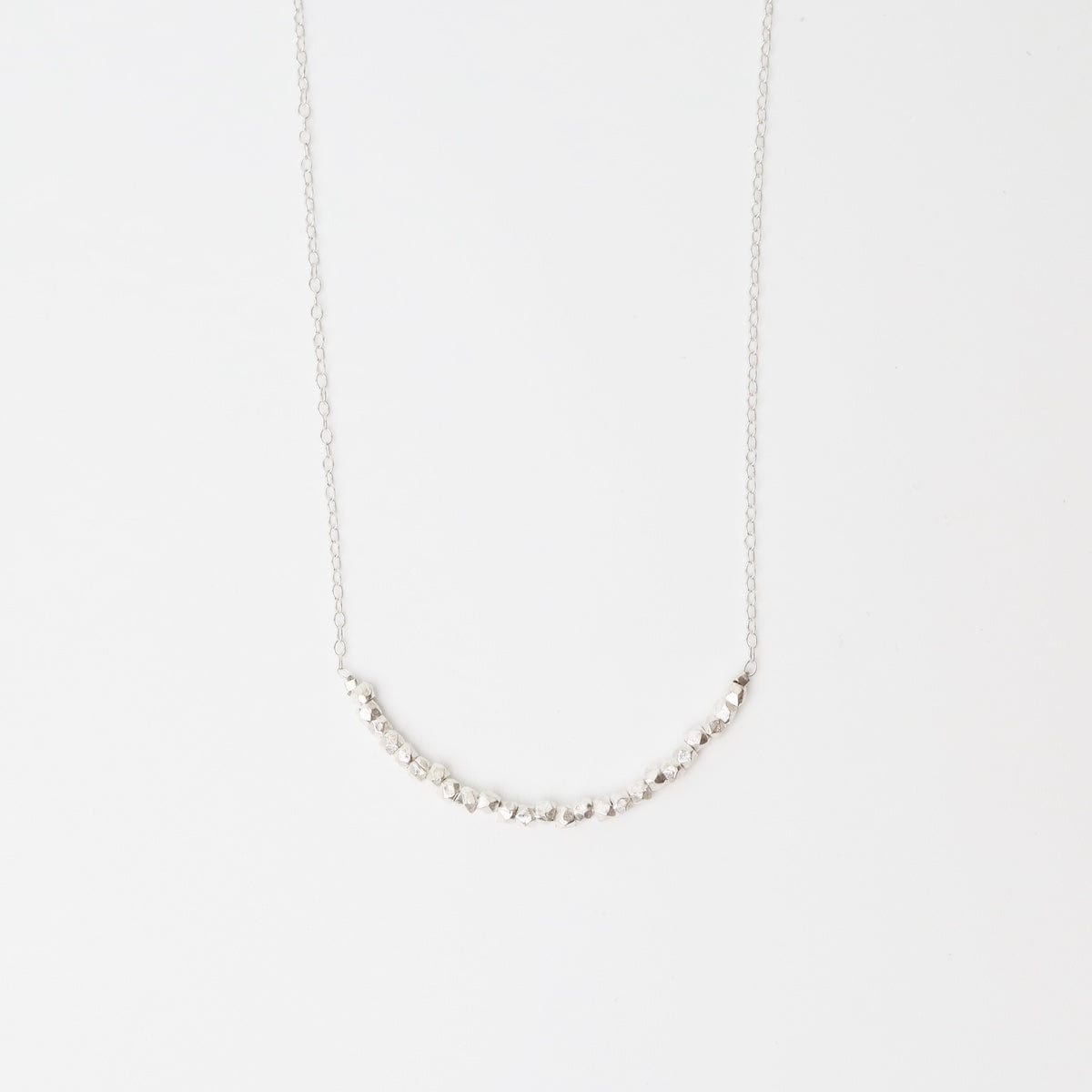 NKL Silver Chain with Silver Nuggets Gemstone Arc Necklace