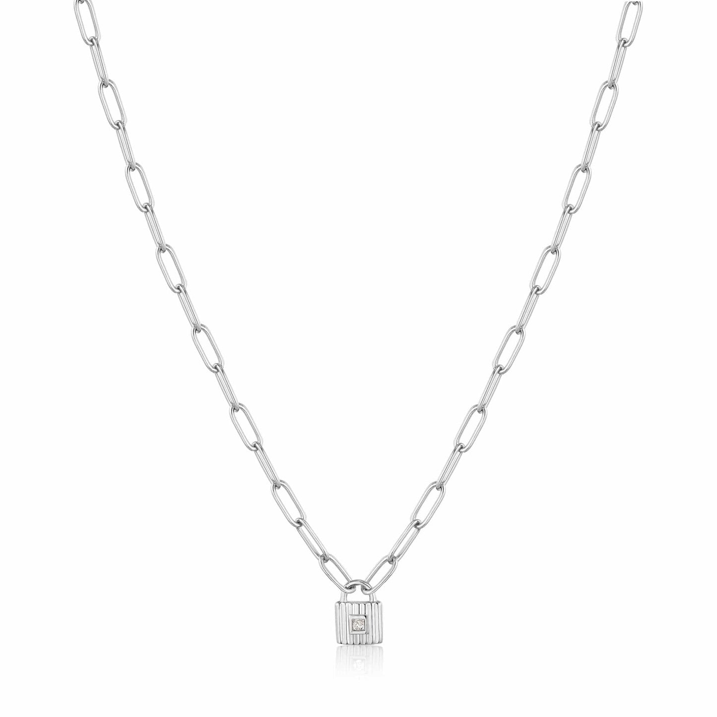 NKL Silver Chunky Chain Padlock Necklace