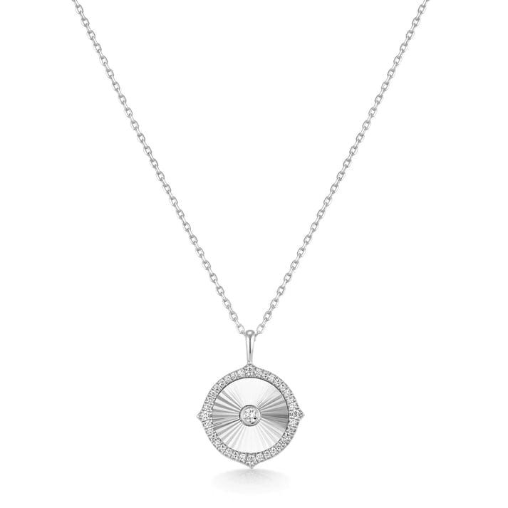 NKL Silver Diamond-Cut Sunny Disc Necklace