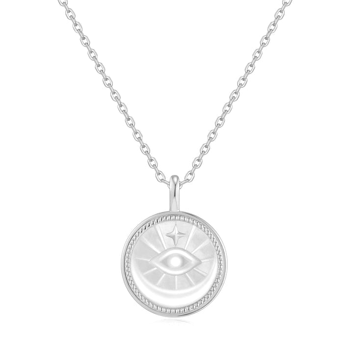 NKL Silver Evil Eye Mother-of-Pearl Medallion Necklace
