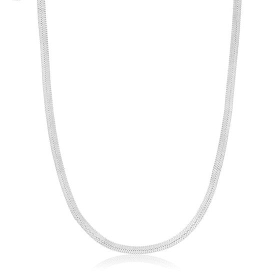 NKL Silver Flat Snake Chain Necklace