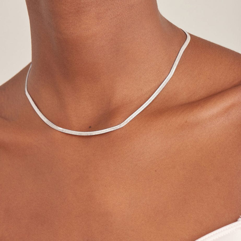 
                      
                        NKL Silver Flat Snake Chain Necklace
                      
                    