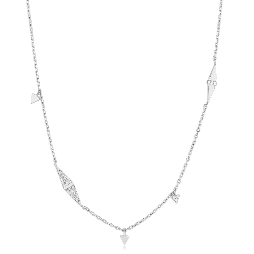 NKL Silver Geometric Sparkle Chain Necklace